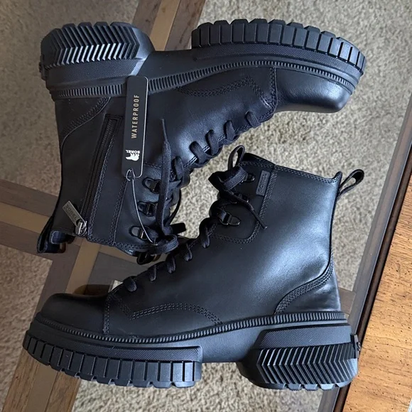 Sorel ONA AVE Women’s Black Waterproof Leather Platform Combat Boot Size 9 - Picture 11 of 17